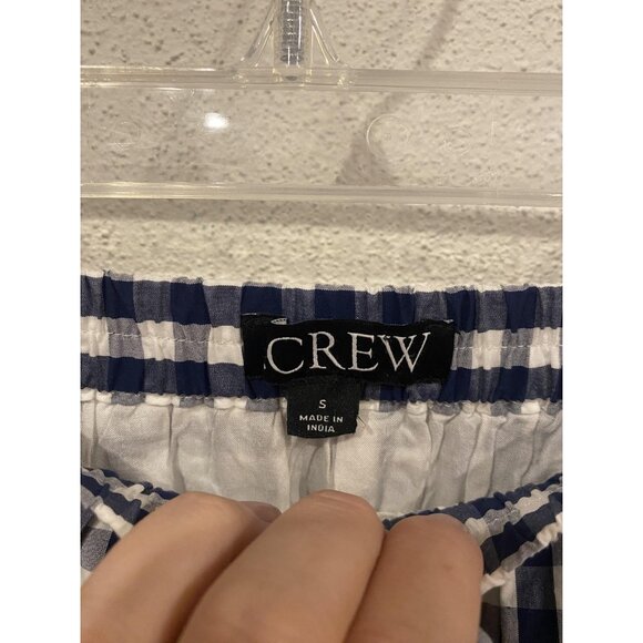 J. Crew Skirt Womens Small Blue White Gingham Check Tiered Ruffle Mini Elastic - Picture 3 of 4